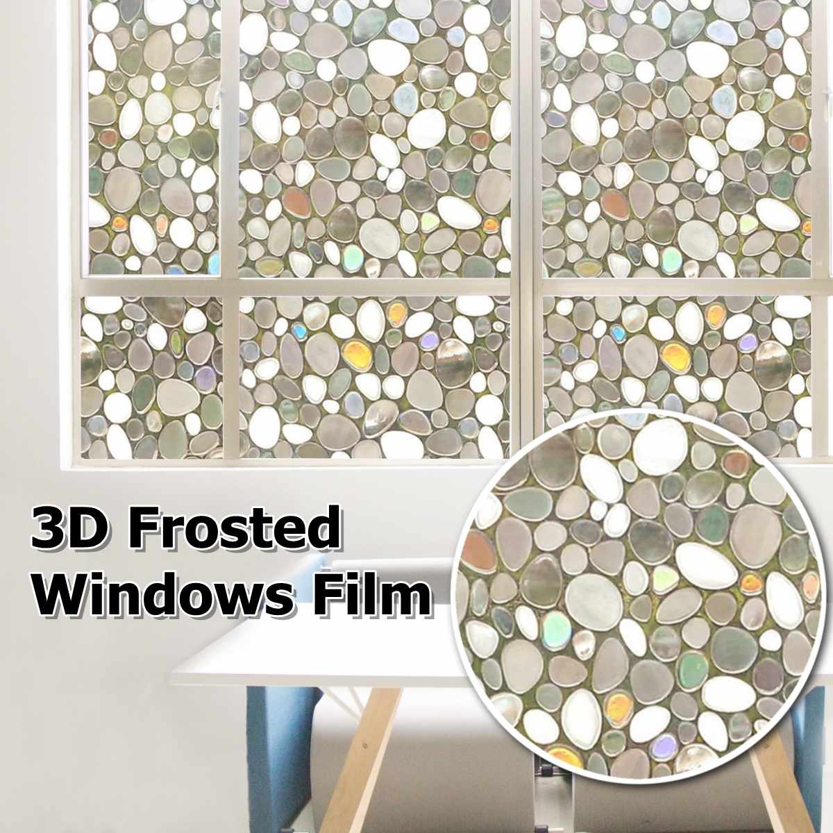 18x39inch Self-adhesive Rainbow Glass Films Sticker Static Decorative Privacy Anti UV No Glue for door and window