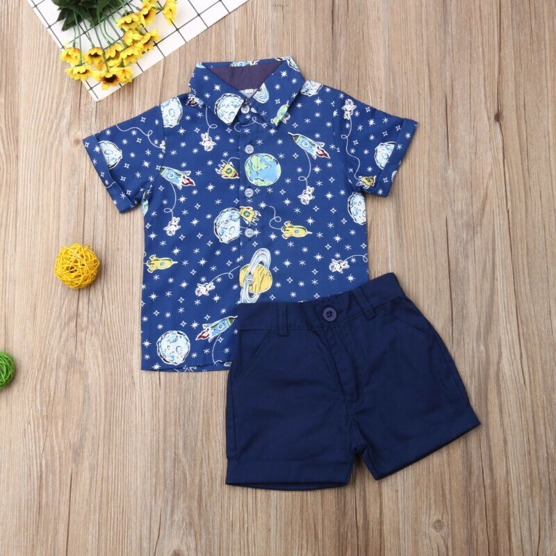 Citgeett-traje de caballero Formal para bebé, camisa de dibujos animados + Pantalones cortos, ropa de verano, conjuntos suaves