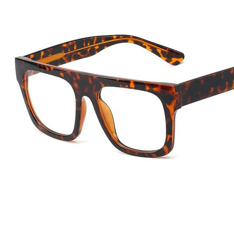 Transparent Glasses Oversized Square Women's Eyeglasses Frame Flat Top Men's Glasses Frame Pink Blue Large Feminine Glass