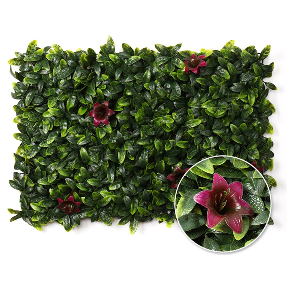 40*60cm Artificial Plant Hedge with Flowers Privacy Fence Screen UV Protected for Outdoor Garden Backyard