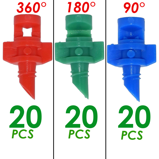 20PCS 90/180/360 Degree Angle Simple Refraction Nozzle Sprinkler Head Thread Connection Garden Tree Irrigation Mist Sprayer: MIX-60PCS