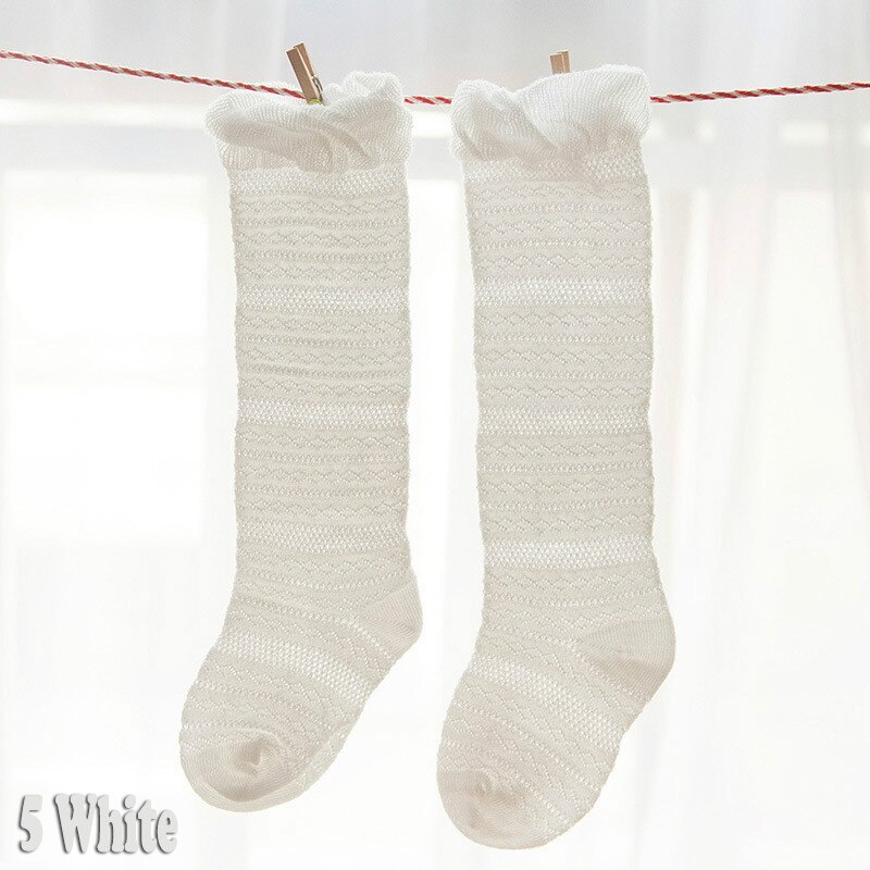 Unisex nyfødt barn knæhøj sok baby pige dreng sokker anti slip søde solide benvarmere til nyfødte spædbarn varm lang sok: Hvid