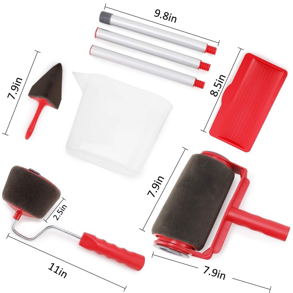 no seam 9pcs Paint Roller Multifunctional Household Use Wall Decorative Paint Roller Brush Tool Painting Brushes