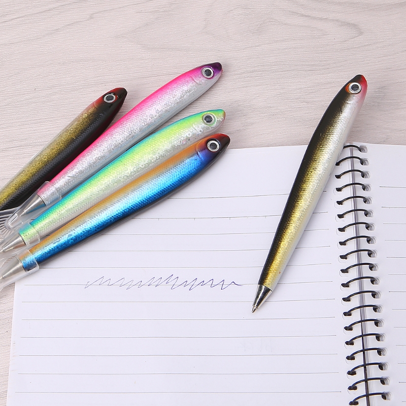 Cartoon balpen met pendop Visachtige schrijfpen Zwart/blauwe inkt Zakformaat voor gebruik in restaurants, kantoren en scholen