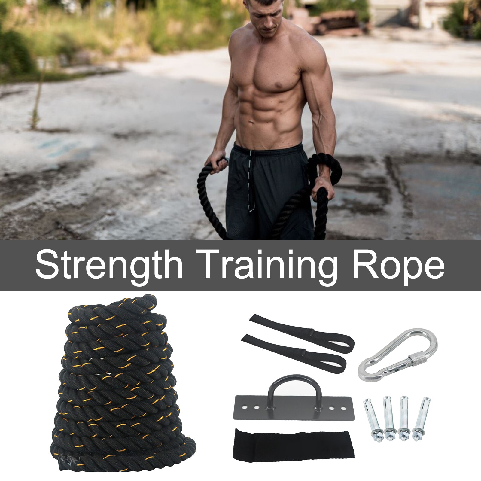 Poly Dacron Long Battle Rope For Training Fitness Exercise Equipment For Home Gym & Outdoor Workout