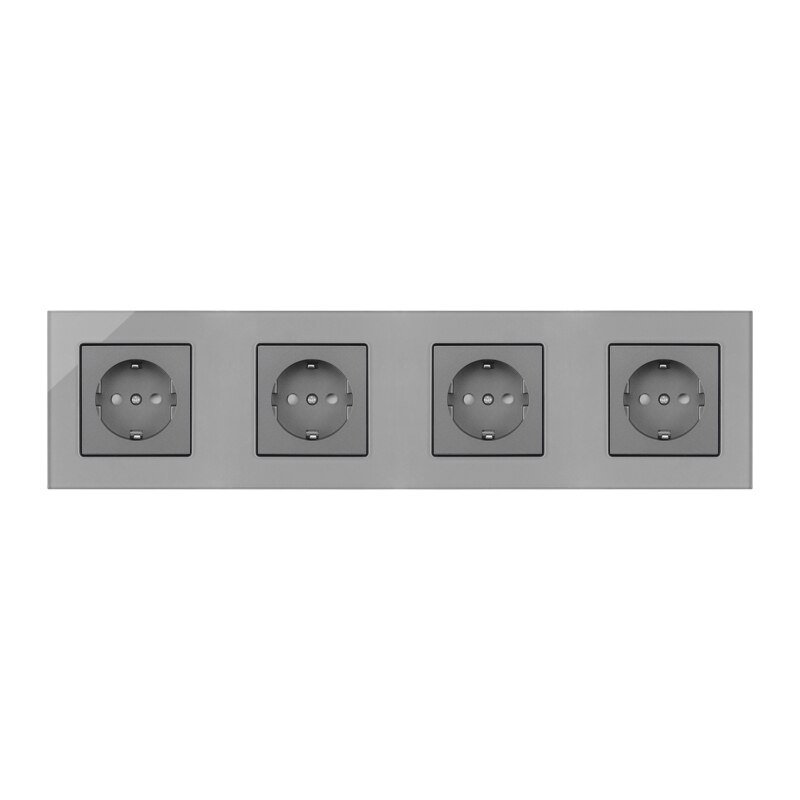 Prises murales de Type 86 gris verre 16A, prises de courant Double/Triple EU Standard, prises électriques 4 gangs, prises EU multiples: Quadruple Socket