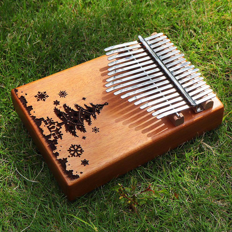 Kalimba de 17 teclas, árbol de Navidad, agujero de sonido, tablero individual de caoba, Piano de pulgar, Mini teclado Natural, instrumento, de Navidad