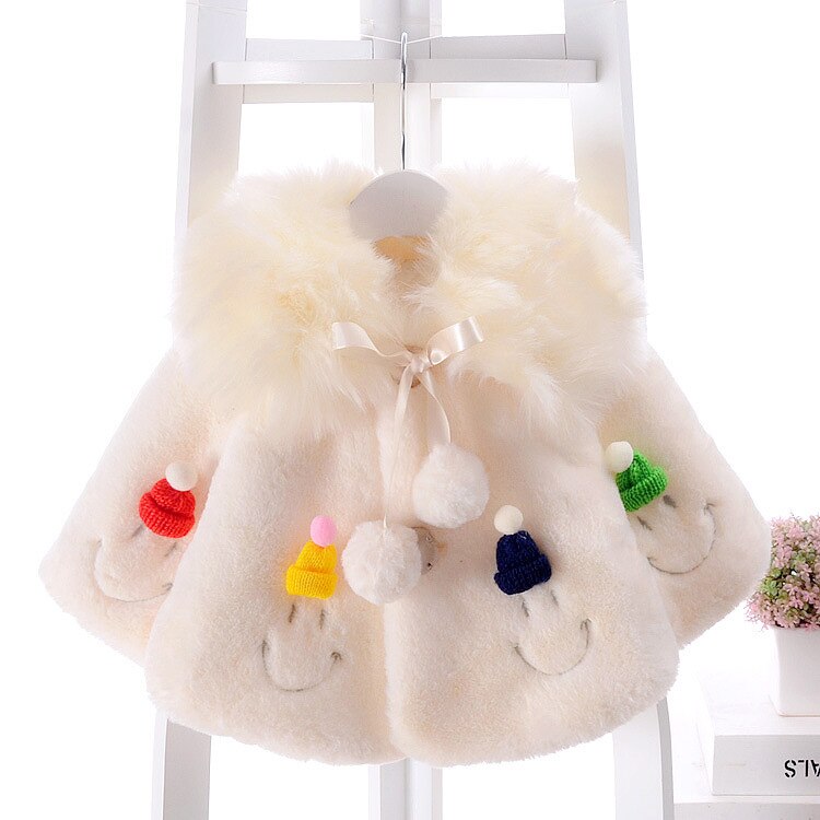 Inverno neonate moda soffice scialle imitazione pelliccia orecchie di coniglio ragazze cappotto di cotone spesso cappotto di abbigliamento per bambini in Cashmere caldo: Beige / 24M