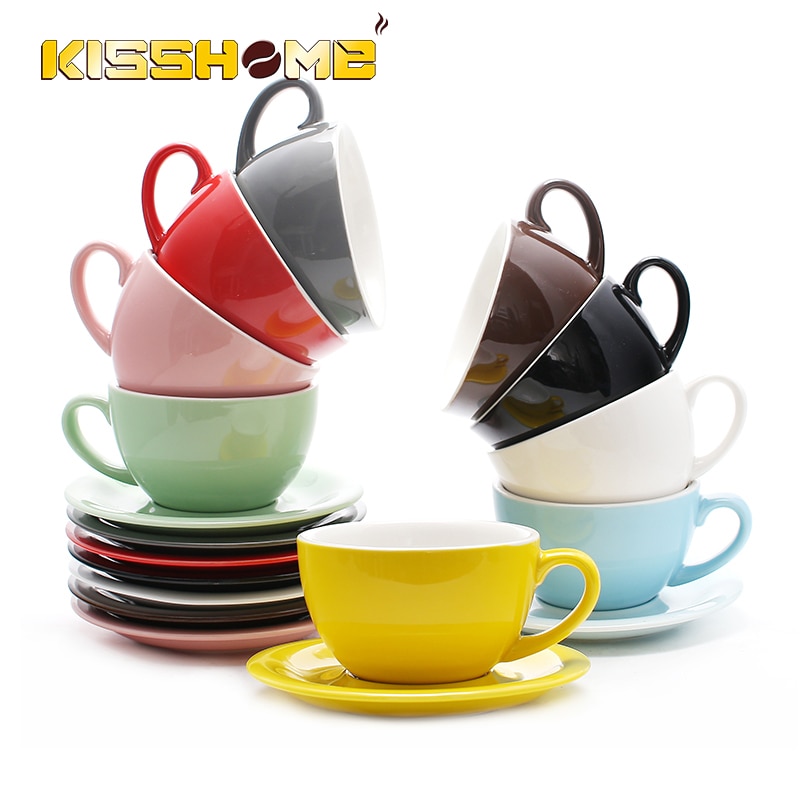 300 ml Espresso Koffie Mok hoogwaardige Keramische Koffiekopje Schotel Set Macaron Europese Stijl Cappuccino Melk Kopjes Latte drinkware