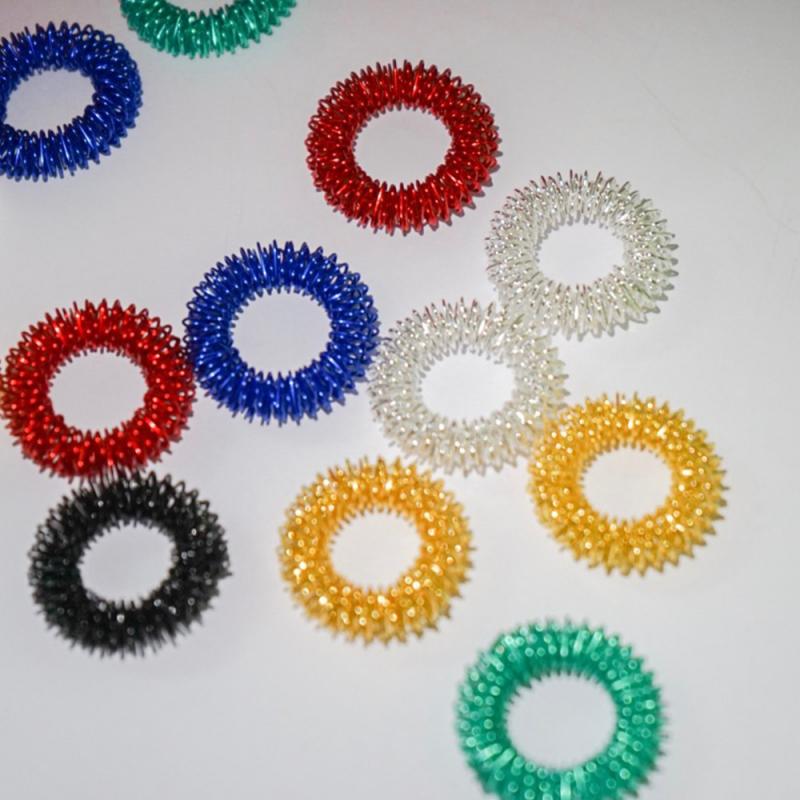 Finger Ring Toy Stress Relief Sensory Spring Fingers Rings Stress Anxiety Relief Finger Toys Spiky Finger Ring/Acupressure Ring