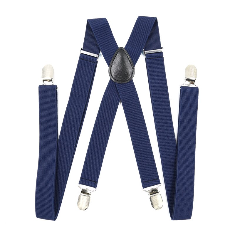 Vomint – bretelles unisexes de couleur unie pour hommes et femmes, grande taille XL, largeur 3.5, 4 Clips, bretelles réglables, élastiques: blue-120cm