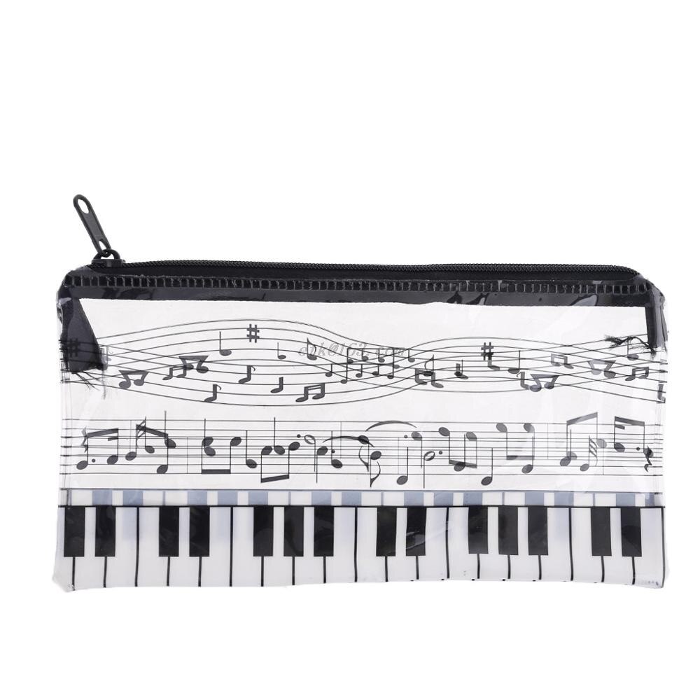 Musik not piano tangentbord pennfodral plast transparent pennväska student skola kontorsmateriel: Svart