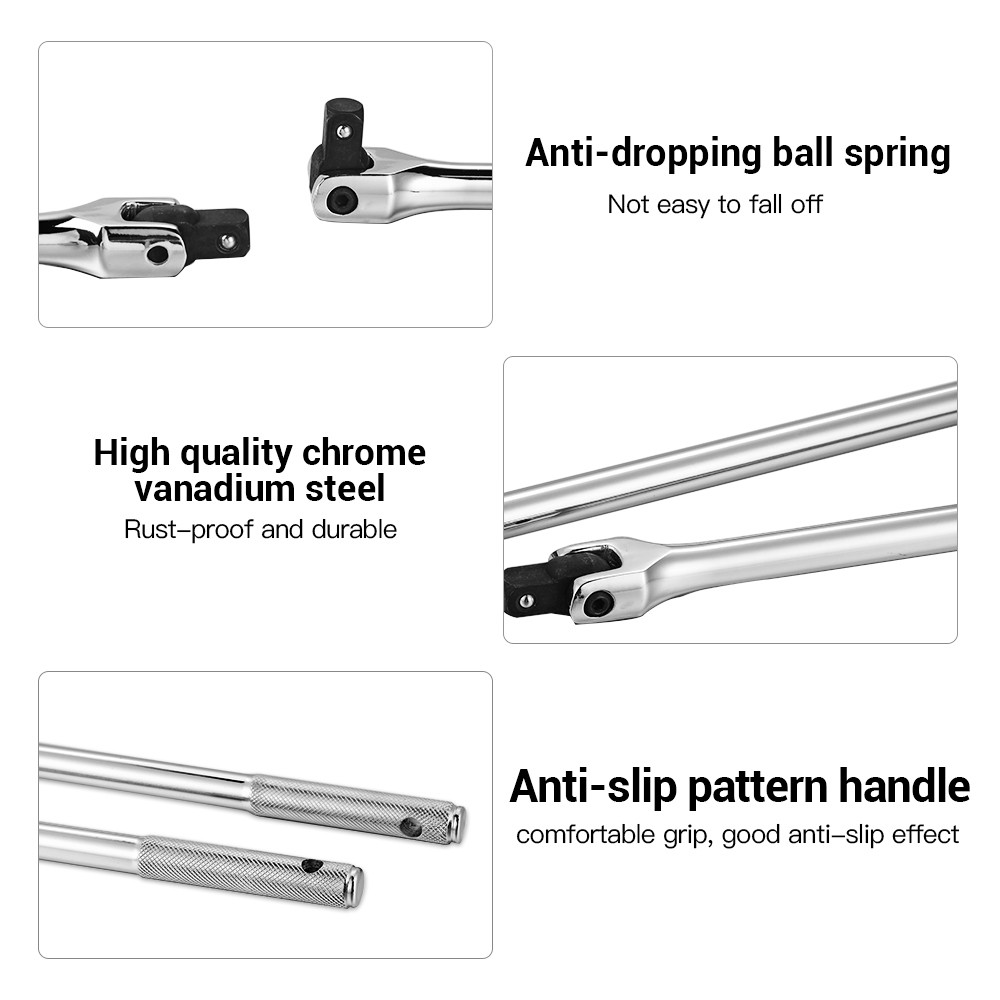 1/2 Inch Square Drive Socket Wrench 18'' 15'' F Rod Long Wrench Force Bar 180° Rotate Activity Head Strong Force Lever Steering