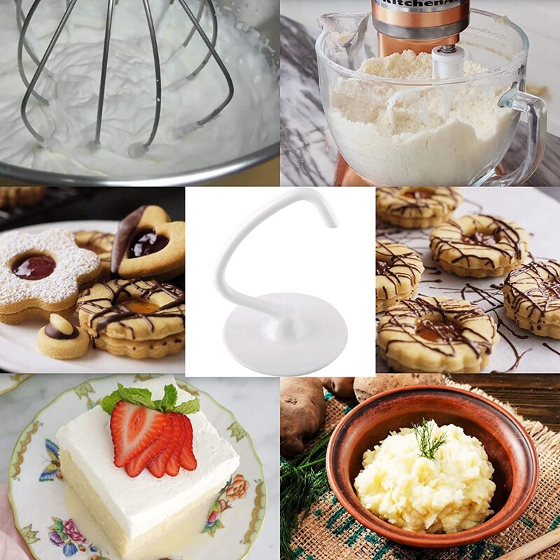 Spiral Coated Metal Dough Hook and Dough Hook Mixing Head for K45DH K45 Inclined Bench Mixer,Bread Hook Attachment 2Pcs