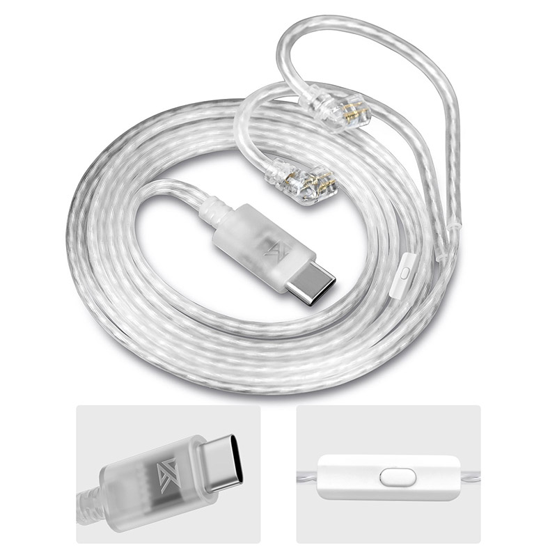 Auriculares KZ tipo C, Cable de auriculares chapado en plata de cobre sin oxígeno, Pin chapado en oro de alta pureza de 0,75 MM: CORAL