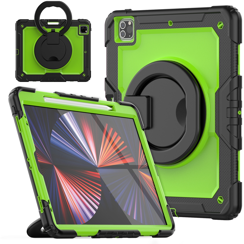 Voor apple ipad pro 12.9 inch a2378 a2229 a1876 case kids schokbestendige trekring schouderband standaard tablet hoes: 5 / green
