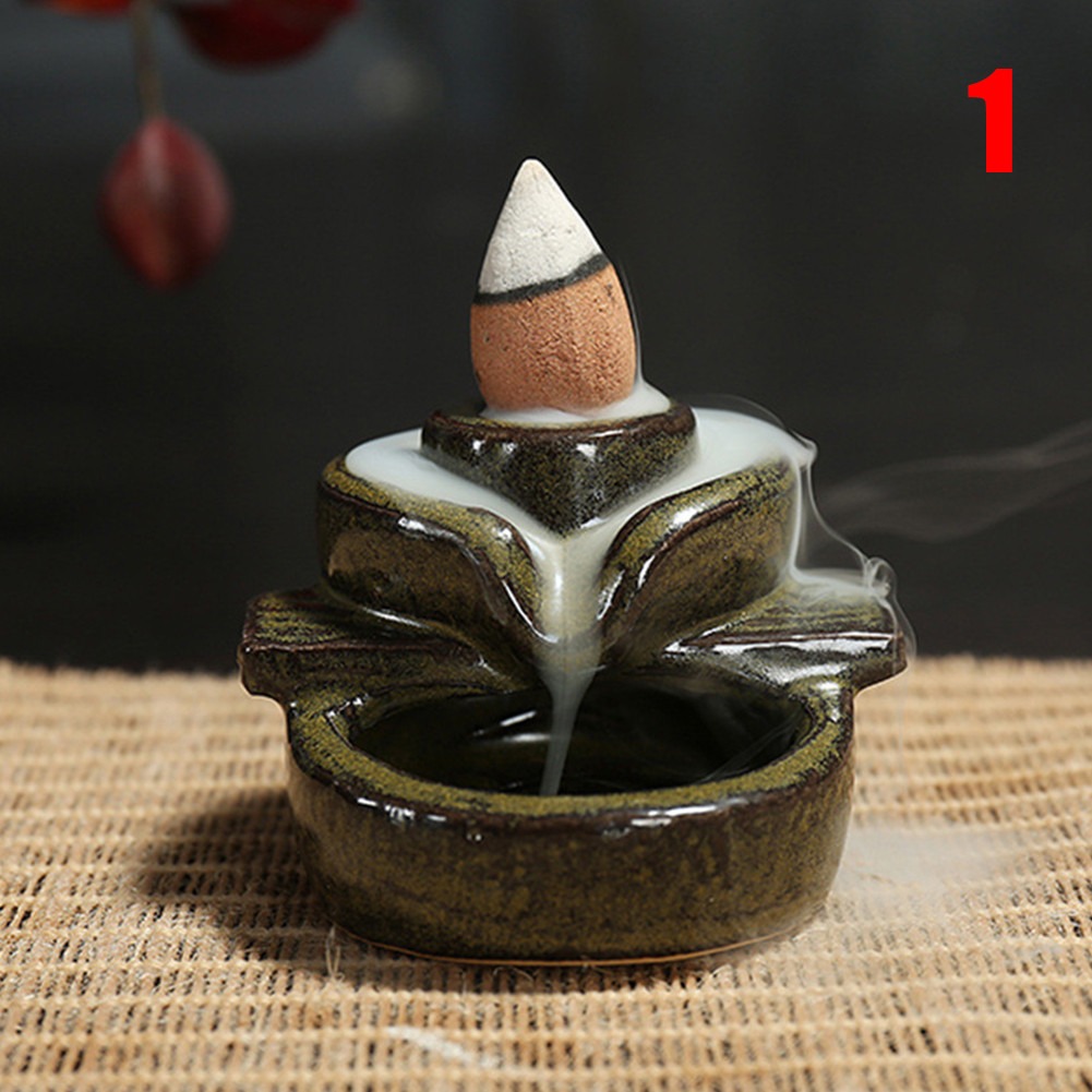 Waterfall Backflow Incense Burner Incense Fountain Incense For Home Decor Office Yoga Sauna SPA Without Incense Home ornament: WHITE
