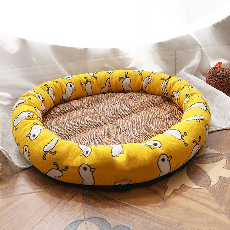 Cão de estimação almofada de gelo almofada de gelo colchão de pelúcia animais de estimação legal esteira cama gato verão manter fresco gelo de seda refrigerar esteira do cão para cães: YELLOW / M 45-48cm