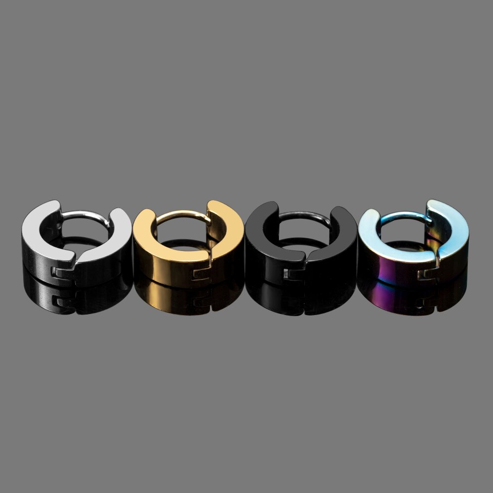 1 par de pendientes antialérgicos de acero de titanio, pendientes Punk Rock, joyería de para hombres y mujeres, pendientes redondos de círculo pequeño