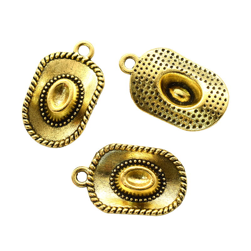 18Pcs Western Cowboy Thema Charms Lichtmetalen Metalen Paard Cowboy Boot Hoed Hanger Voor Diy Armband Ketting Oorbellen Sieraden Maken: Champagne goud