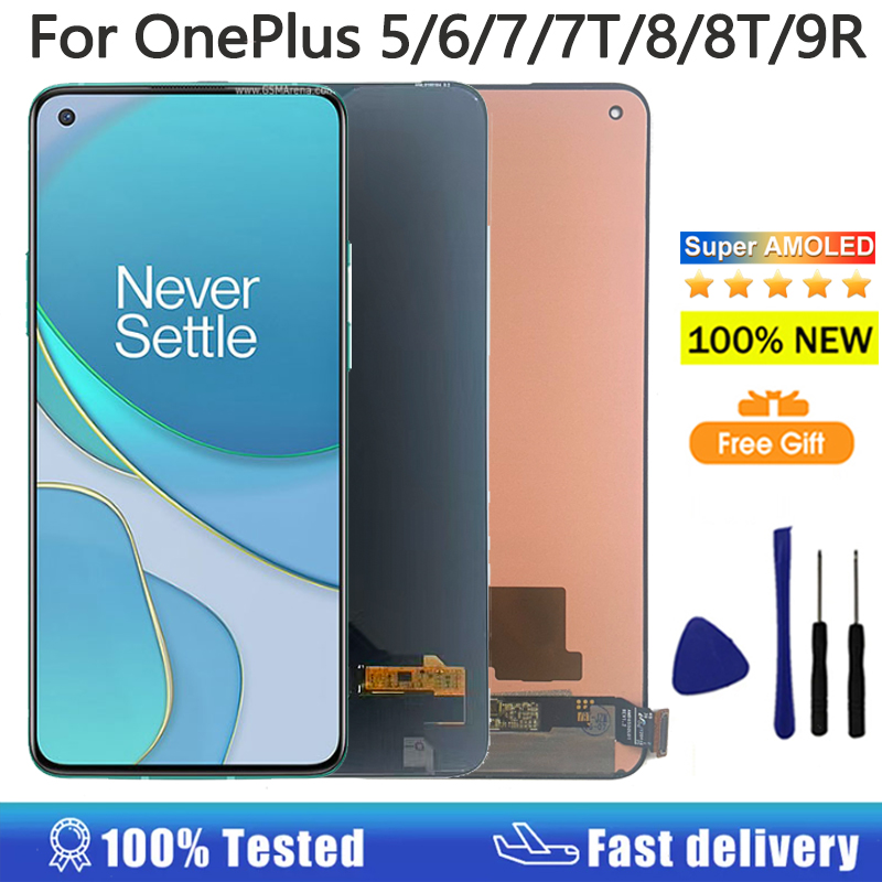 AMOLED Display For Oneplus 5 5T 6 6T 7 7T 7Pro 8 8T 9 9R 9RT 10R 10T 10Pro LCD Display Touch Screen Digitizer Replacement