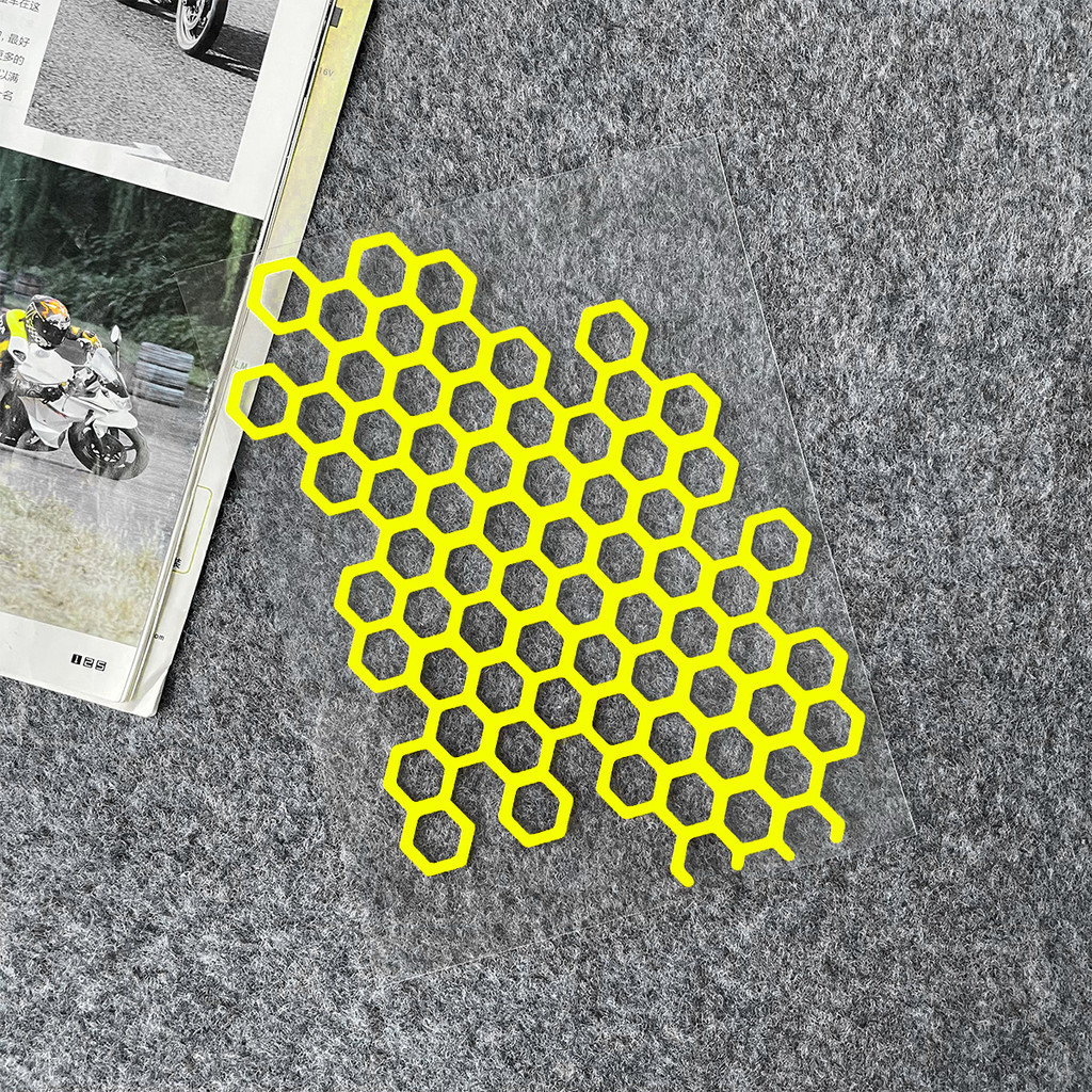 Honeycomb Motorcycle Sticker Reflective Motorcycle Helmet Body Grid Shaped Decal Waterproof Motorcycle Accesssories: Orange