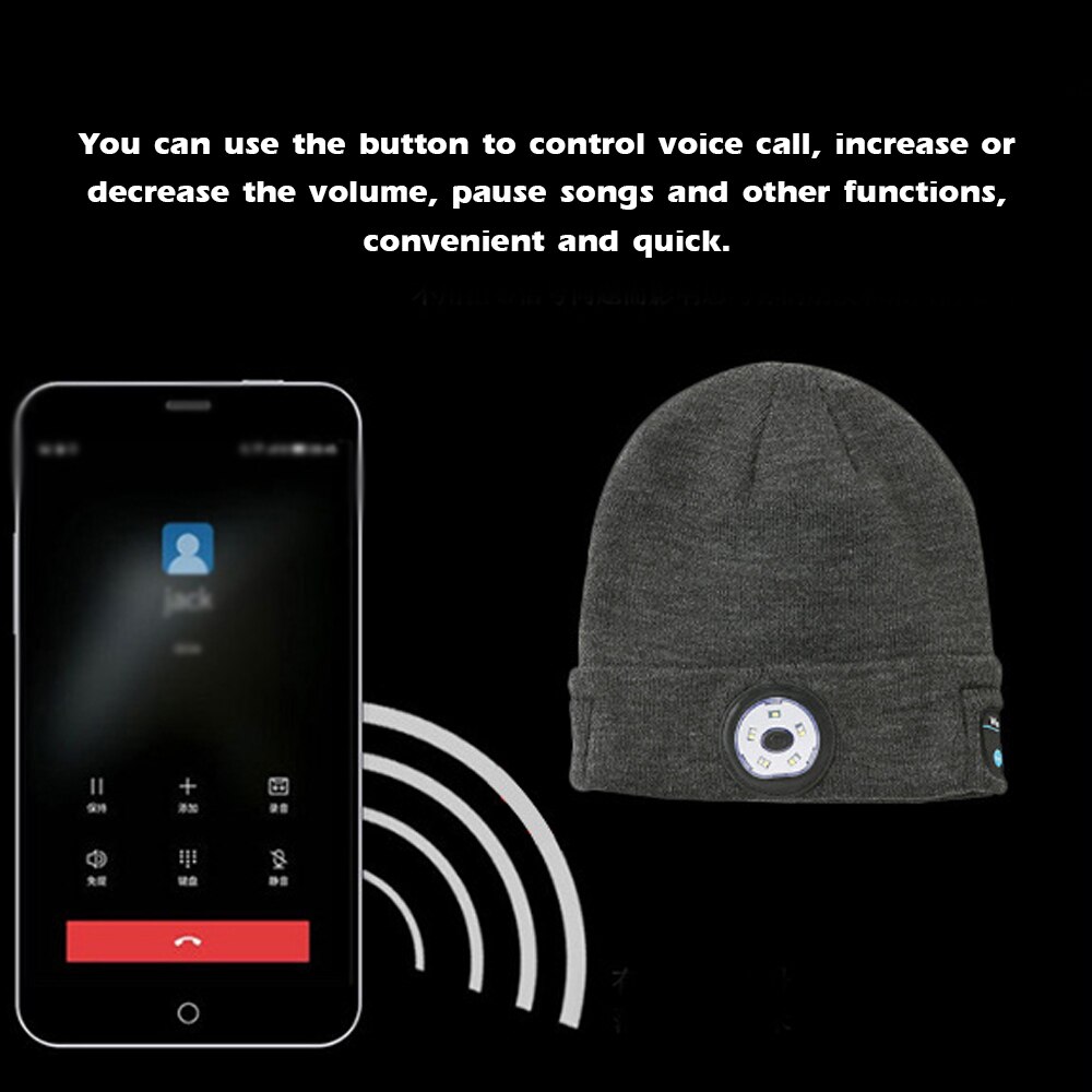 Moda ciepła czapka Bluetooth doprowadziło czapka bezprzewodowy zestaw słuchawkowy sprytny kapelusz zestaw słuchawkowy z głośnikiem muzyka zewnętrzna doprowadziło nocna czapka z dzianiny