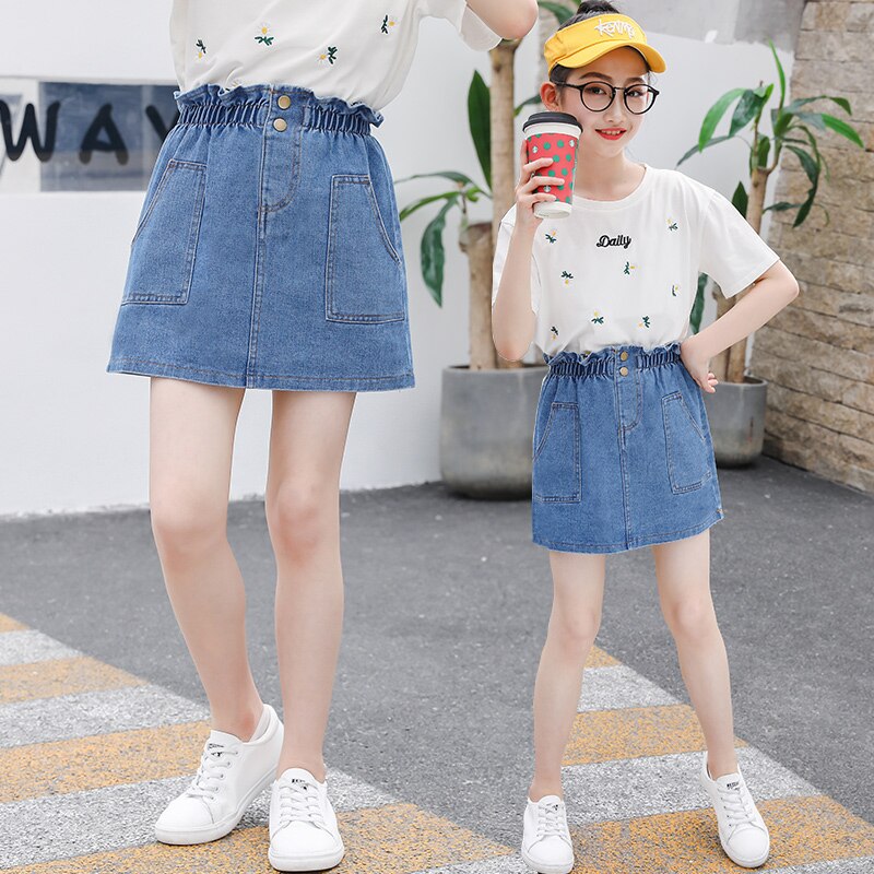 Kids Jean Skirts High Waist Girls Denim Skirt Casual School Uniform Mini Skirt Summer Children Clothing Baby Girl Skirt