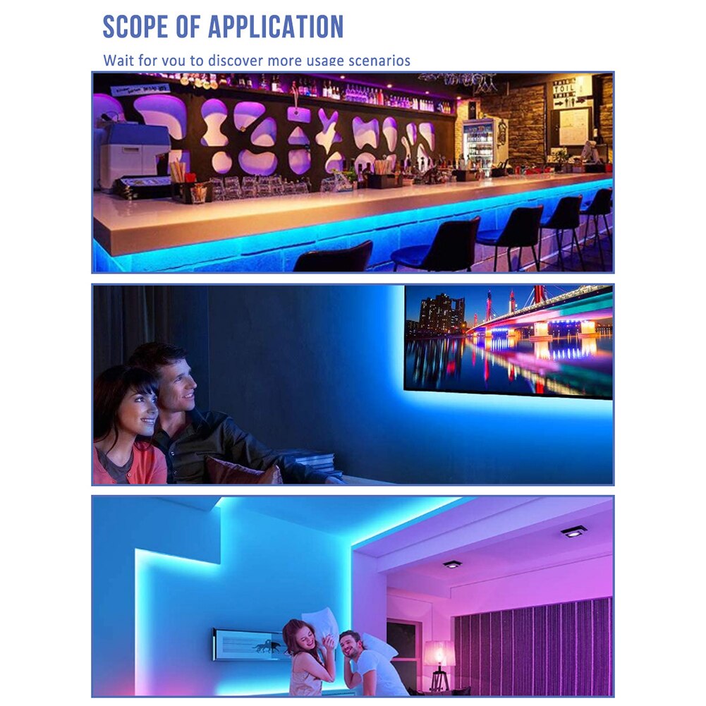 Smart Life WiFi LED Strip Lamp RGB Music Remote Controller for Alexa Google