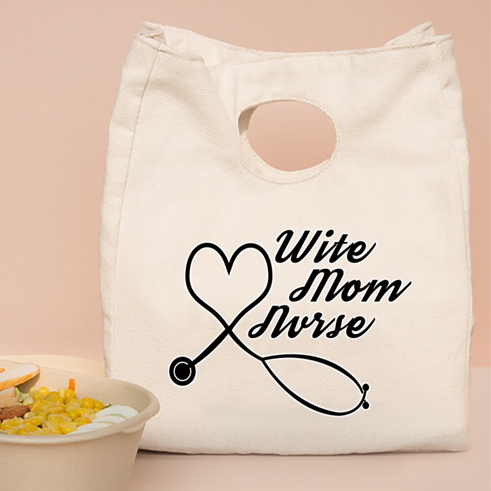 Płótno termiczna torba na lunch 2022 kobiet torba na pikniki biuro podróży dzieci nadruk z pielęgniarką organizator eco shopper torby do przechowywania torebki: Nurse013