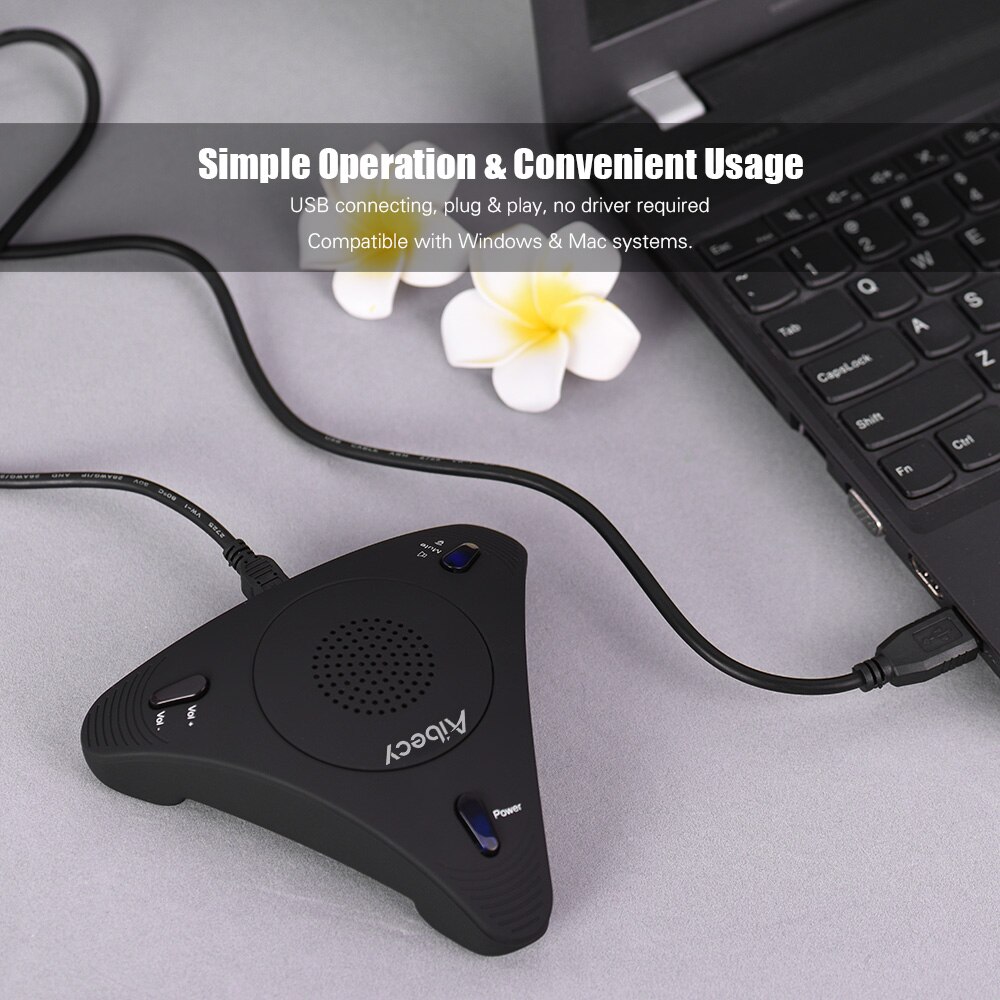 Aibecy USB Desktop Computer Konferenz Omnidirektionale Kondensator Mikrofon Mic Lautsprecher Freisprecheinrichtung 360D Audio Pickup für Erfüllen