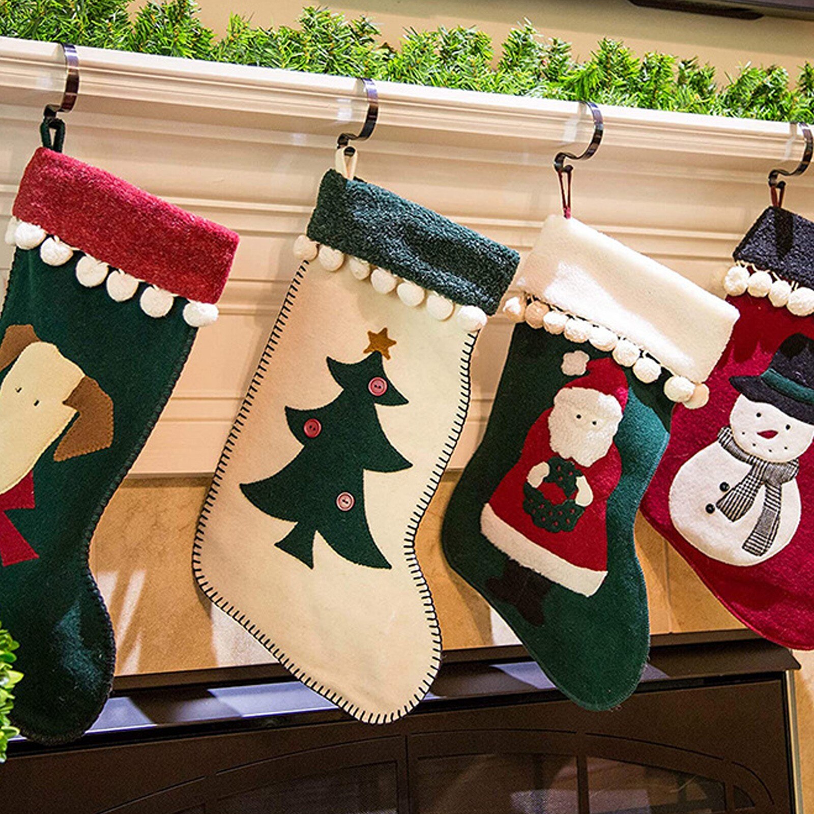 30 #1Pcs Draagbare Kerstsok Houders Xmas S-Vormige Haak Thuis Metalen Kousen Hangers Haard Guirlande Schoorsteenmantel met Grips