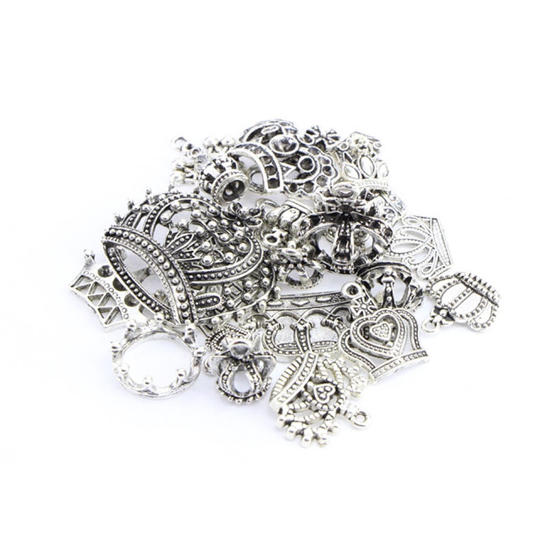 10 stks/partij Willekeurige Mix Koning Crown Charms Hangers Lot Armband Metalen Drijvende Bedels Voor Craft Ketting Bevindingen Sieraden Maken