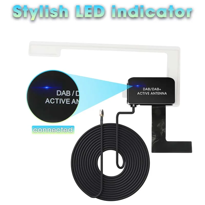 Dab/dab+ antenne med usb-adapter universal android bilradio gps stereomodtager dab dab+ signal hovedenhed led-indikator afspiller
