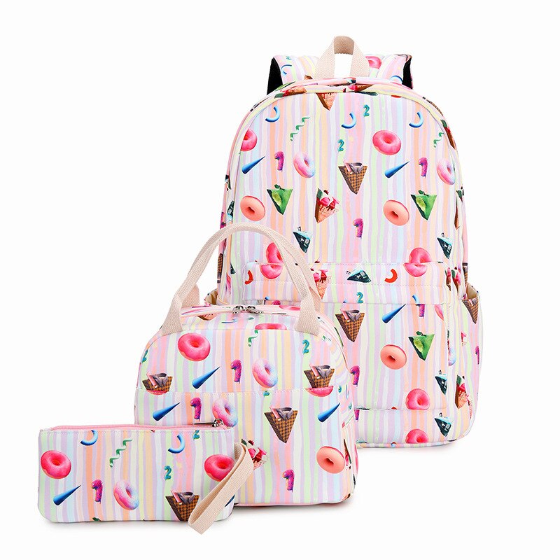 3 pcs/set rainbow gradient backpack women Waterproof Oxford back pack bagpack student backbag Composite Bag: style 2