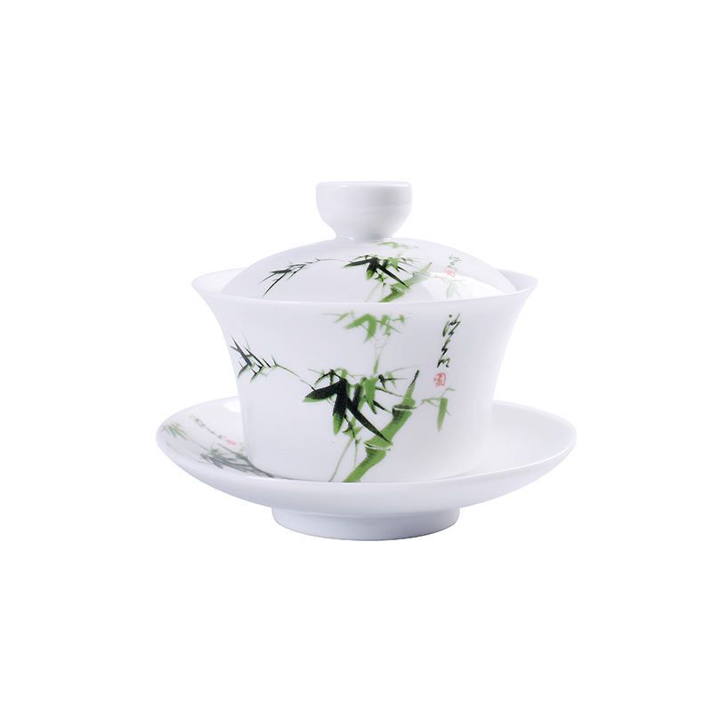 Gaiwan – ensemble de bols à thé chinois en céramique, porcelaine bleue et blanche peinte à la main, couvert avec couvercle, soucoupe