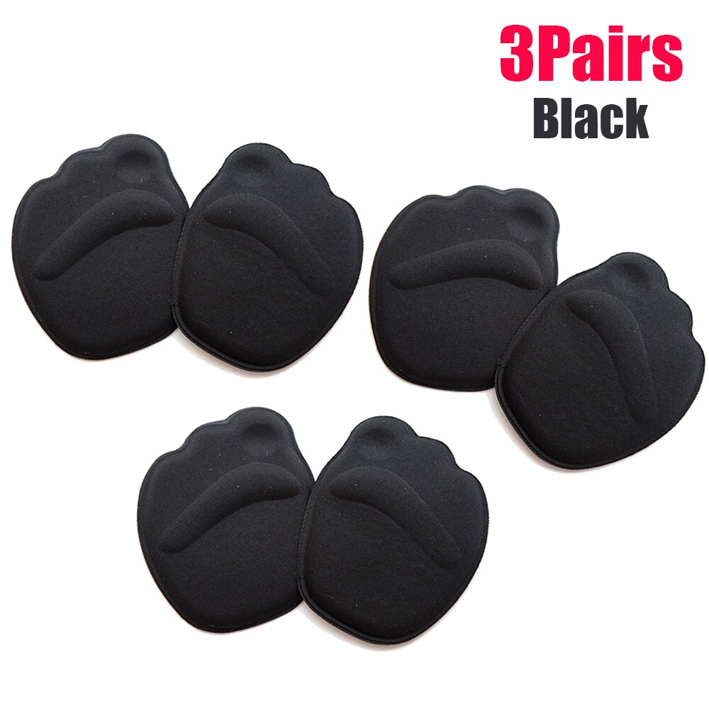3 Pair Nuttig Zool Hoge Hak Voet Kussens Voorvoet Anti-Slip Binnenzool Ademende Schoenen Vrouwen Bescherming Voet Pad Ondersteunt inserts: Black-3