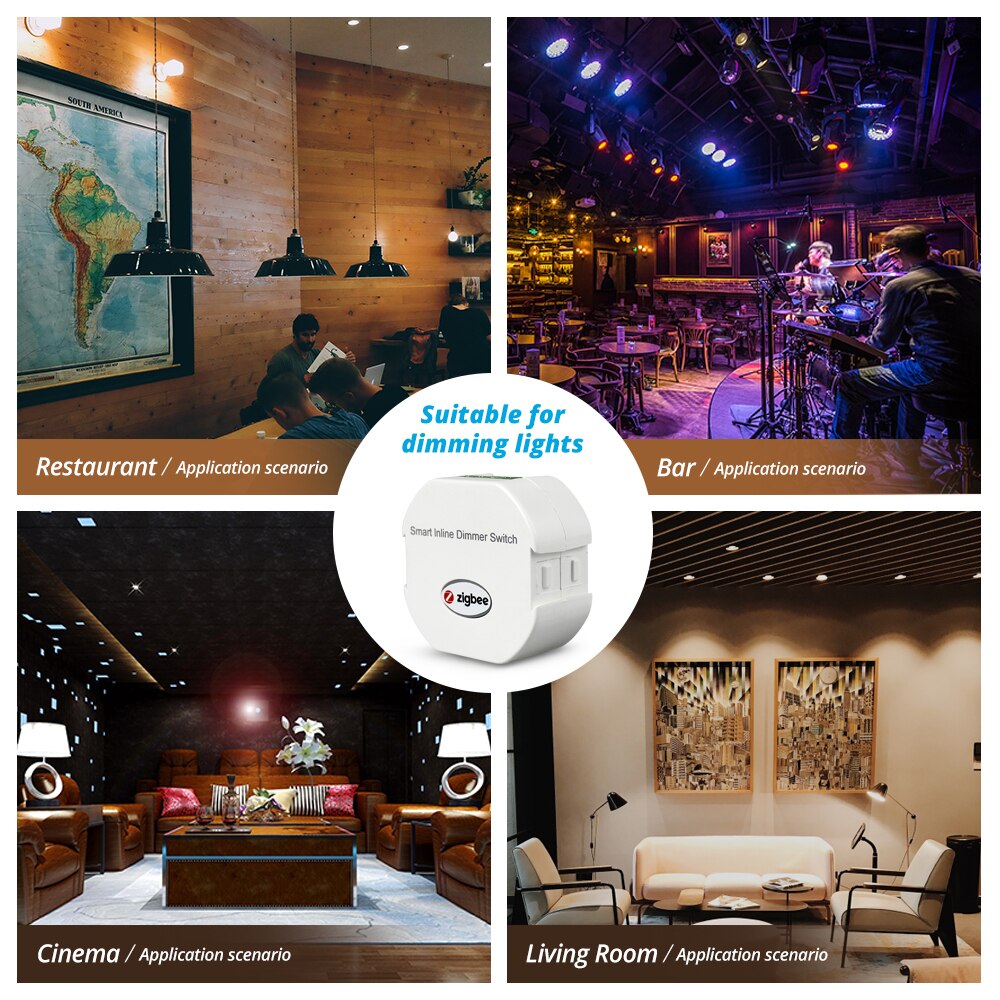 Yagusmart Zigbee 3.0 Smart Inline Dimmer Switch 100-240V Connect to Wink Hub Smartthings Alexa Google Home Voice Control Dimmer