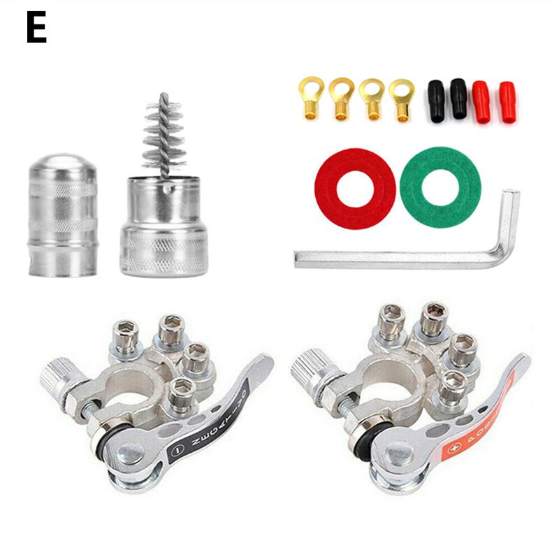 2 Pcs Car Battery Terminal Connector Wire Cable Clamp Quick Release Disconnect Shut-Off Connectors Car Auto Accessories 12V 24V: E