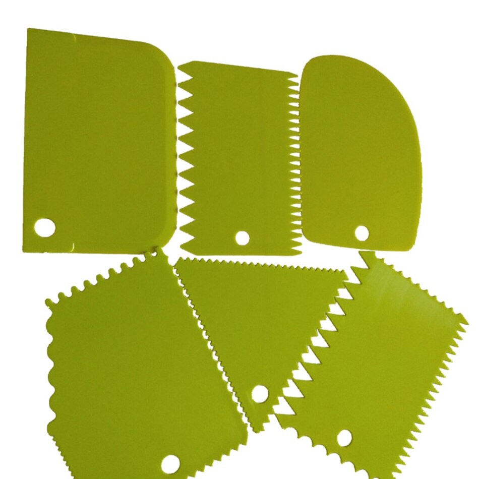 6 stks/set Cake Schraper Rand Decorating Koken Cutters Set Kam & Icing Soepeler voor Brood Deeg Fondant Tool: Green