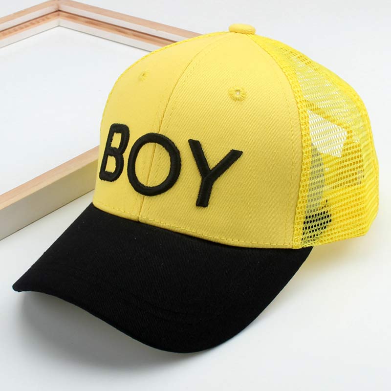 2-8 Jaar Kinderen Jongen Baseball Cap Meisjes Mesh Trucker Snapback Hoed Zwart 3D Brief Geel Wit Blauw Rood