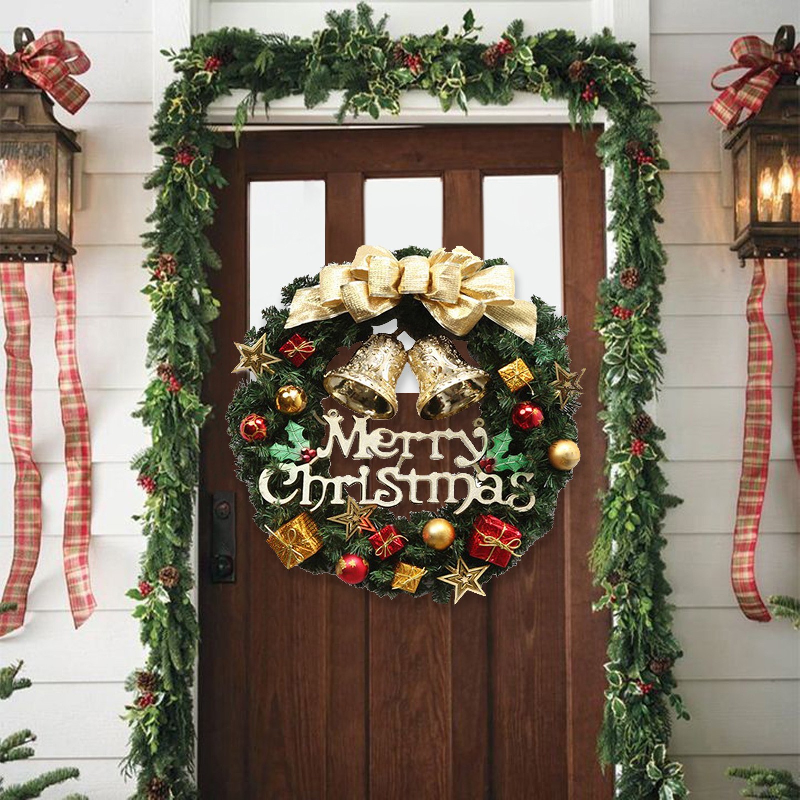 Kerstkrans Raam Deur Muur Decoratie Locatie Lay-Out Rekwisieten Krans Decoratie Deur Opknoping Kerstkransen Voor Voordeur