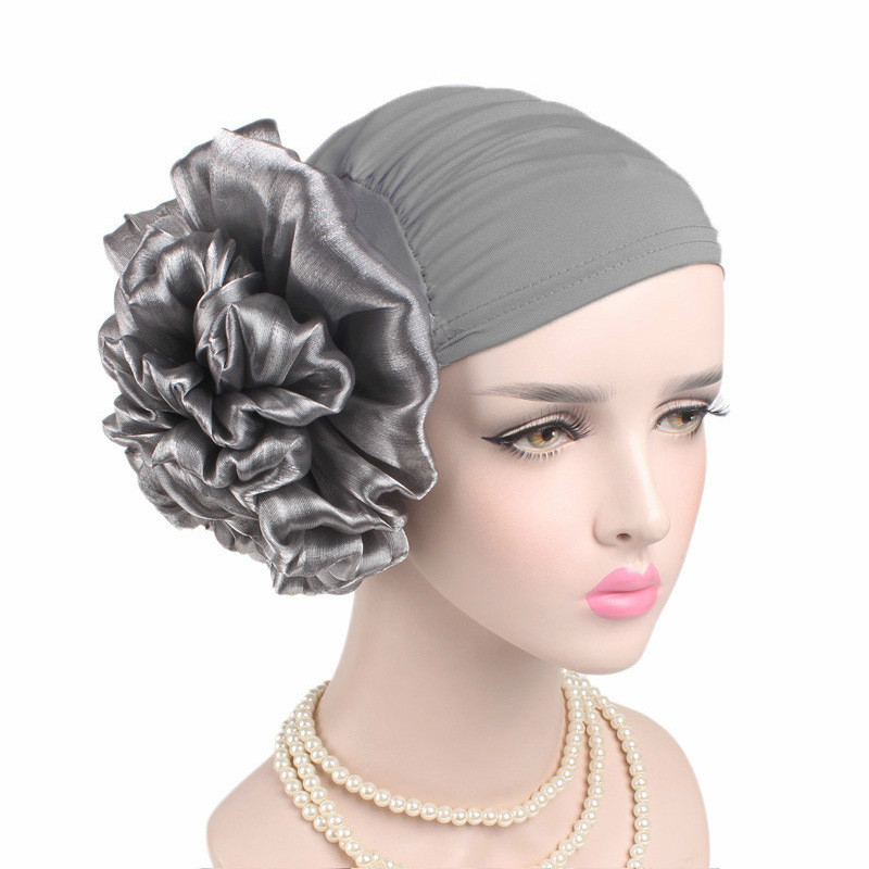 Grote Bloem Vrouwen Tulband Hoed Moslim Hoofddoek Stapel Hoop Cap Vrouwen Zachte Comfortabele Hijab Caps Islamitische Chemotherapie Hoed