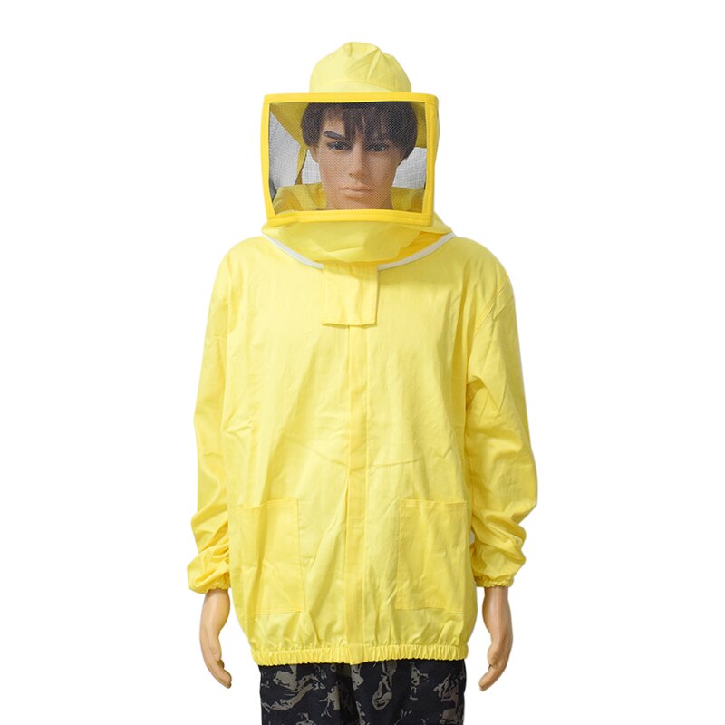 100% Cotton Beekeeping Jacket With Fencing Veil Yellow Beekeeper Protective Gear
