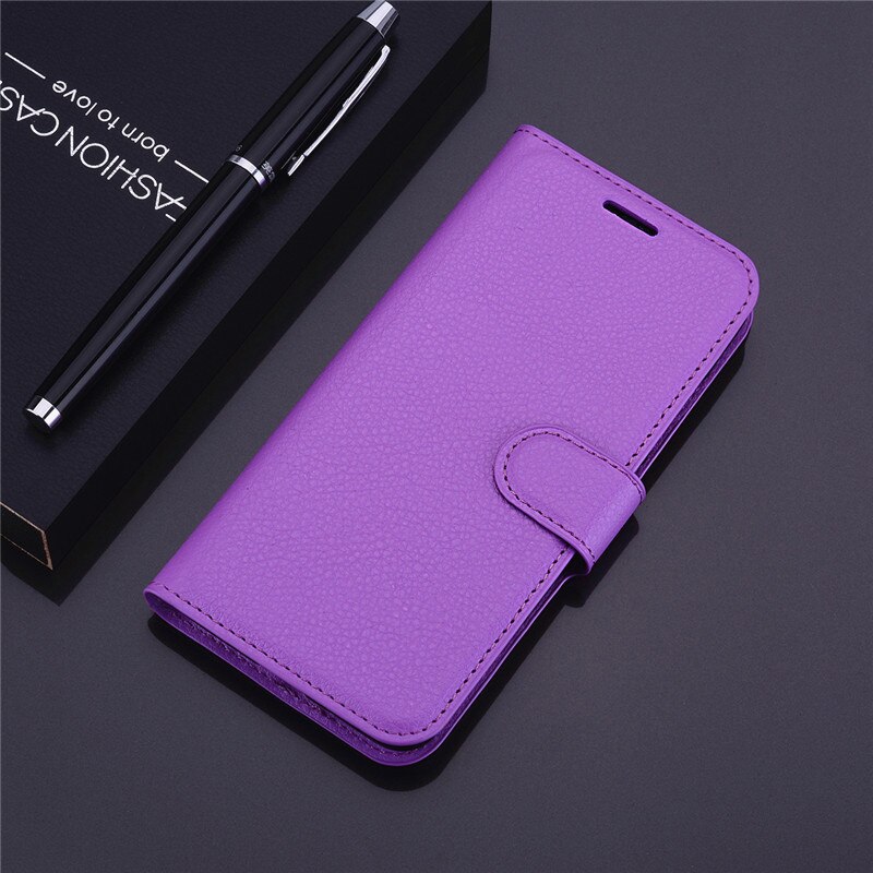 Honor-Funda de cuero PU con soporte para móvil, carcasa de libro suave con ranura para tarjeta para Huawei Honor 9 Lite, Couqe: Honor 9 / Purple