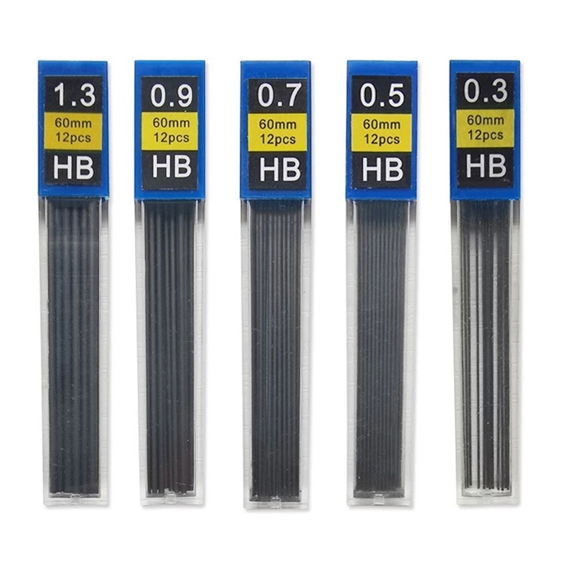 1-12 pièces 0.3 0.5 0.7 0.9 1.3 2.0mm HB remplacement recharge fils recharge pour crayon mécanique dessin automatique crayons papeterie