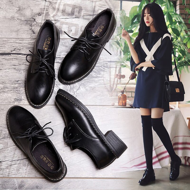 Chaussures plates Oxford à lacets pour femmes, Style britannique décontracté,