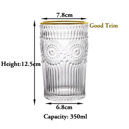 Romantiska vattenglas, premium dricksglas tumblers, vintage glasset för juice, drycker, öl, cocktail: Guldkant 350ml