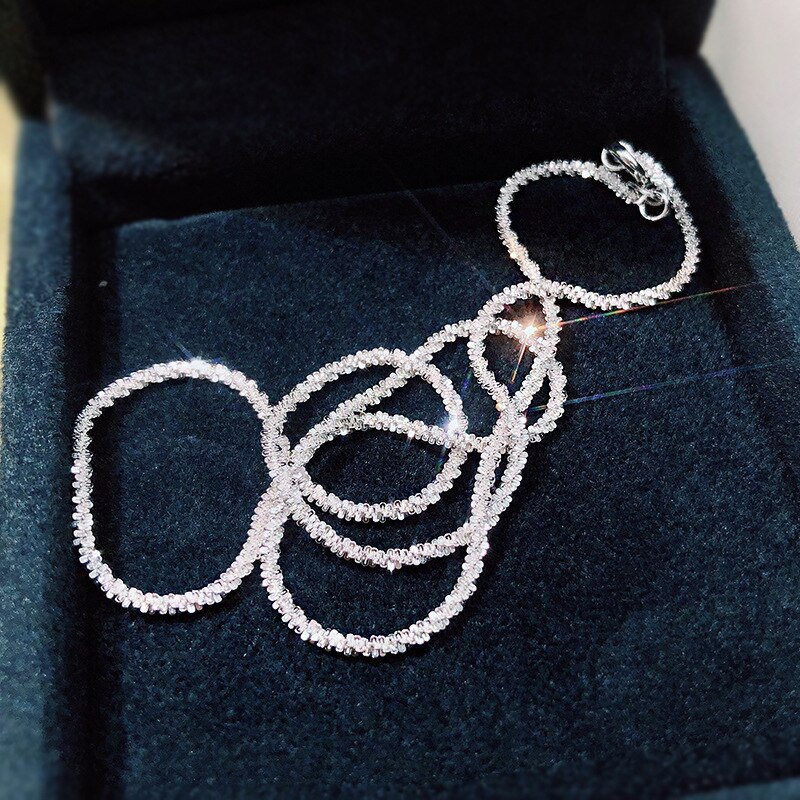 Oevas 100% 925 Sterling Zilver Shimmering 18K Wit Goud Vergulde Ketting Voor Vrouwen Party Fijne Sieraden: 16 Inch