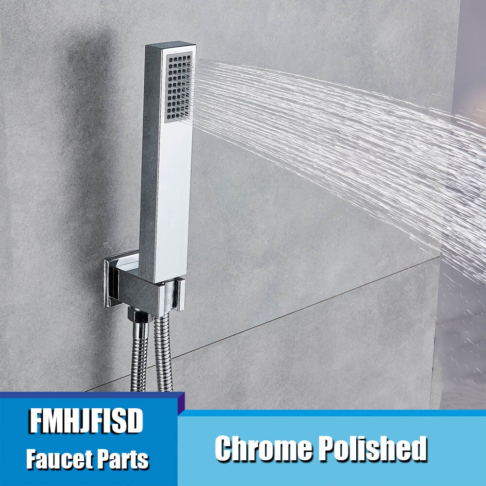 Universal Bathroom Handheld Shower Golden Water Saving Rectangle HandShower Head: Chrome